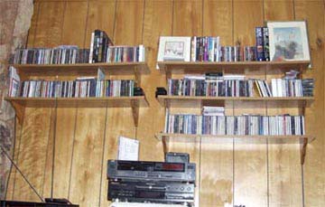 CD collection on shelves