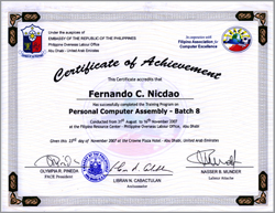 PC Assembly Certificate