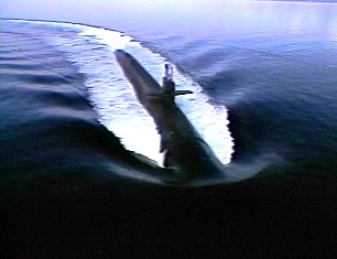 [Submarine on surface]