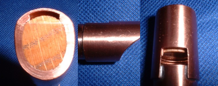Oak fipple on Clear Finished Copper Whistle