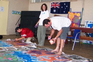 Final touches to the Forbes Harmony Mural, 2007. Photo by Jane Bennie.