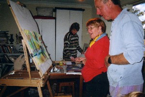 Patrick Shirvington instructing local artists at Tichborne, May 2005. Photo by Pamela Watson.