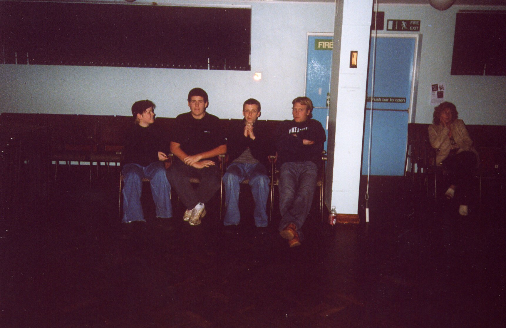 Just a quick photo before our set. (That's "AJ" on the far right. He has herpes apparently)
