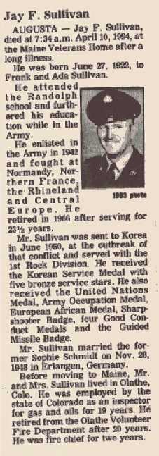 Jay Sullivan�s Obit