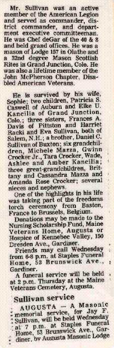 Jay Sullivan�s Obit