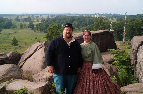 Mr. & Mrs. Foster at Little Round Top overlooking the Gettysburg Battlefield.