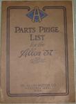 1916 Allen Motor Co. parts price list for the Allen ''37'' and model ''32'' roadster cover