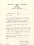1918 Allen Motor Co. Fostoria, Ohio letter