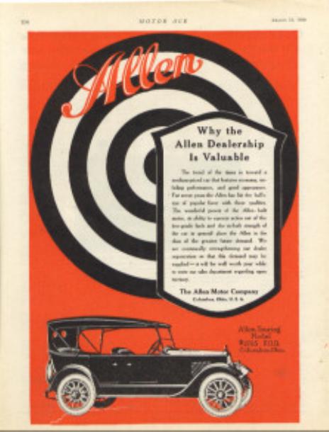 Allen Motor Co Ad 1920 Columbus,Ohio
