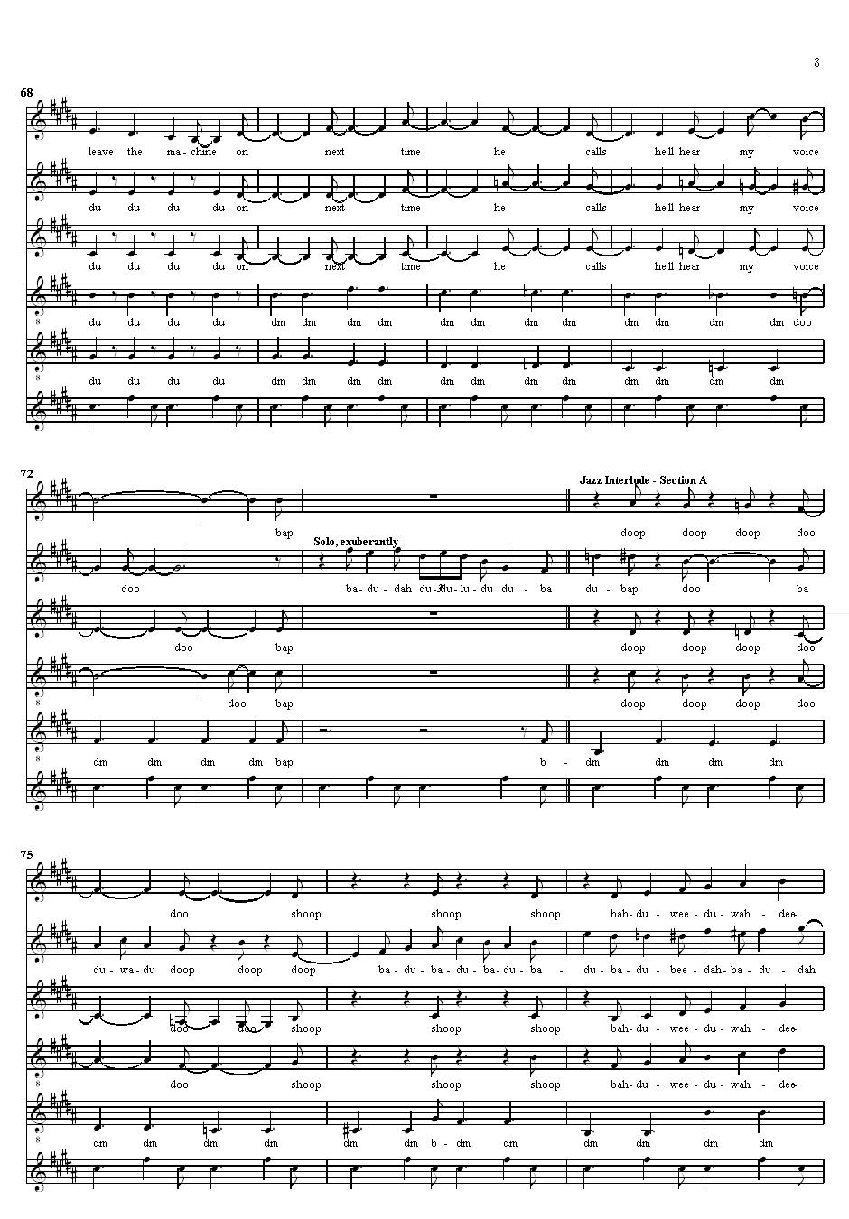 A page from the Janet Jackson song "Whoops Now", arranged for Nanu. Copyright Jeremy Ho 2004