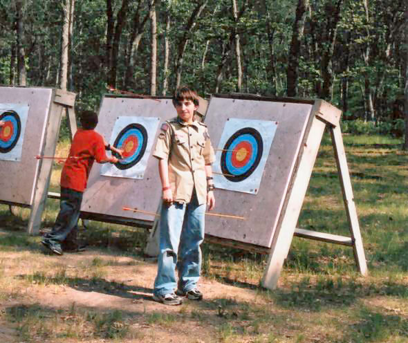 Picture of Scout in front of his target
