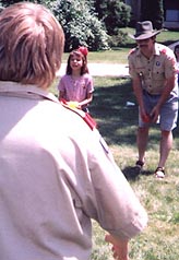Image of Scout and Scouter doing Balloon Toss