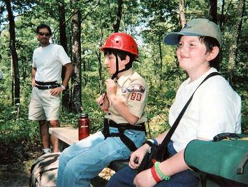 Picture of Scouts watching others on the Climbing Tower