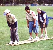 Scouts competing in snowshoes