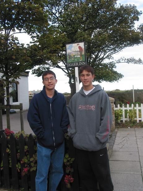 My brother, Derrick, and I hangin out at the Jigger Inn in Scotland.
