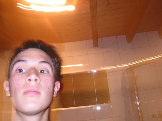 spining around in the bathroom