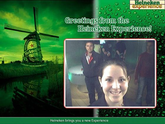 Sage after a few Heinekens at the Heineken factory