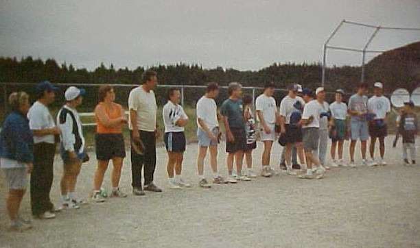 People lining up to receive their prizes