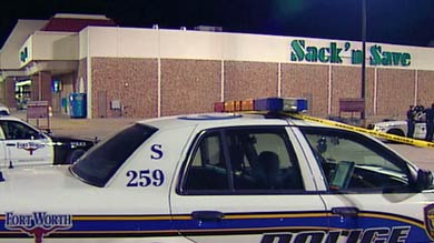 Scene of a fatal shooting at Sack `N Save.