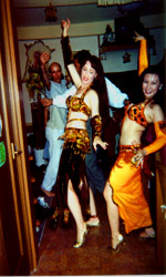 Francesca and Seiko dancing at Pelikan party