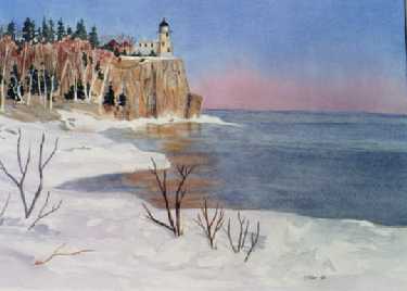 Painting titled 'Split Rock Lighthouse, Lake Superior' 2000