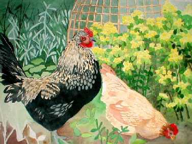 Failed painting of chickens
