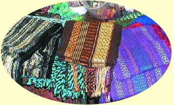 Display of handwoven scarves