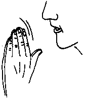 AMEN, PRAY - Place the hands palm to palm and draw them toward the body as the head is bowed slightly.  Origin:  Hands in a position of prayer.