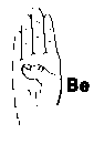 BE - Place the tip of the index finger at the mouth; move it forward, still upright.  Origin:  This sign represents the verb 'to be' and indicates that breath is still there.  Note:  The initial signs described for is, am, are, be, would, were, and was are used to show clear distinctions between teh words but are not usualy used by deaf adults.
