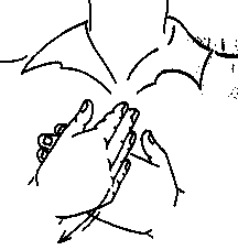 BREAD - Place the left hand in front of the body, fingers pointing right; draw the little-finger side of the right hand down the back of the left hand several times.   Origin:  Slicing a loaf of bread that is in the arm.