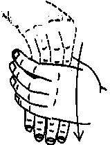 INTO, ENTER.  Place the tips of the right 'AND' hand into the left 'O' hand, pushing the right hand through and forward.   Origin:  Indicates movement to the inside of something.