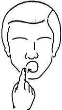 WHO - Describe a circle around the pursed lips toward the left with the index finger.  Origin:  The index shows the lip movement.  Usage:  Who is coming for dinner tonight?
