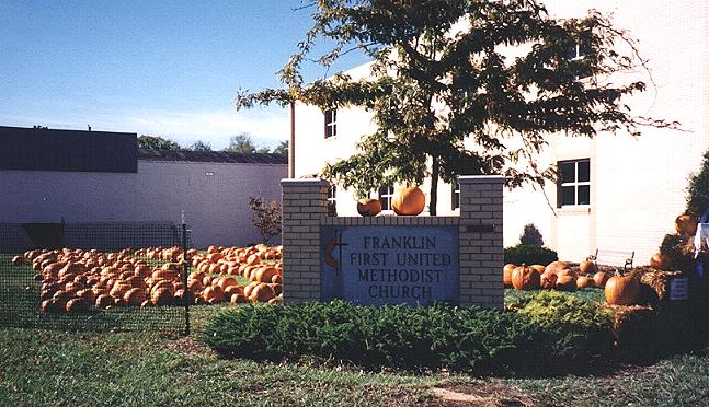 The Methodist Church on College Street, where the annual Pumpkin Patch is in business.