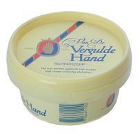 De scheerzeep van de Vergulde Hand zit tegenwoordig in een vernieuwd kuipje!!