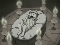 Naruto as an infant. The fresh-made Kyūbi seal can be seen on his stomach.