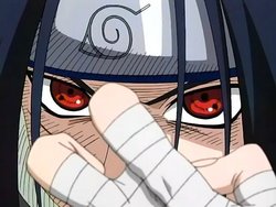 Sasuke uses his Sharingan.