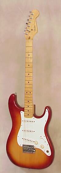 a '83 Strat, notice the Jack and 2 knobs, it didn't last very long!!