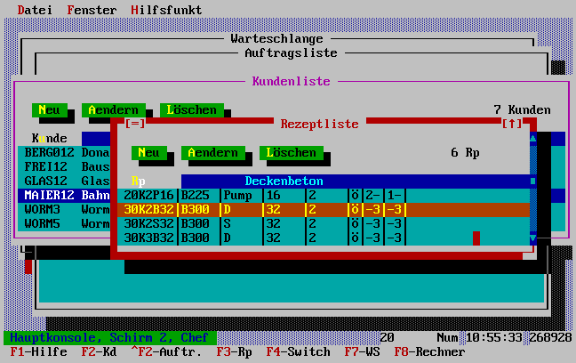 �berlappte Listenfenster