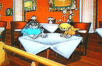 Numbuh 2 and Numbuh 4 dining in a restaurant together.  *Sniff*  All I could get was this zoomed out picture.  ;_;