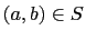 $\displaystyle (a,b)\in S$