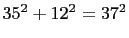 $ 35^2+12^2=37^2$