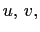 $ u, v,$