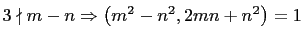 $ 3\nmid m-n \Rightarrow \left(m^2-n^2,
2mn+n^2\right)= 1$
