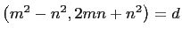 $ \left(m^2-n^2, 2mn+n^2\right)=d$