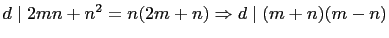 $ d\mid 2mn+n^2=n(2m+n)
\Rightarrow d\mid (m+n)(m-n)$