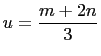$\displaystyle u=\frac{m+2n}{3}$