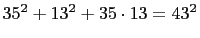 $ 35^2+13^2+35\cdot 13=43^2$