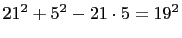 $ 21^2+5^2-21\cdot 5=19^2$