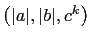 $ \left(\vert a\vert,\vert b\vert,c^k\right)$