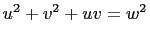 $ u^2+v^2+uv=w^2$